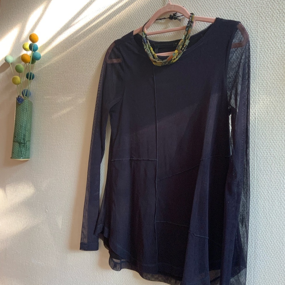 Porto SF Asymmetric Long Sleeve Layered Mesh Women's Top Size 1